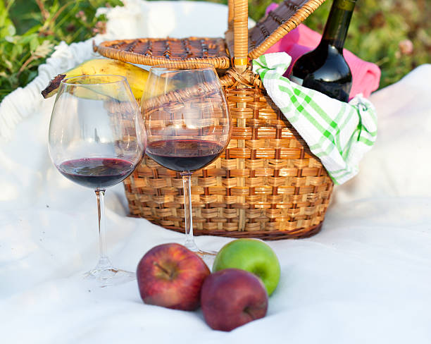 istock Outdoor picnic setting with red wine 183090938