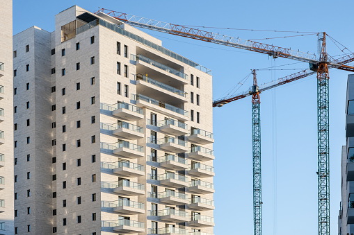 Development, new construction in Israel, new apartment buildings. Building new site