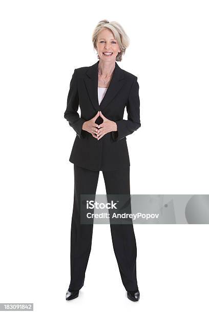 Portrait Of Happy Businesswoman Stock Photo - Download Image Now - White Background, Women, Businesswoman