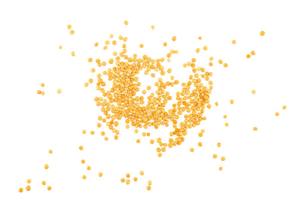 istock Dried yellow mustard seeds isolated on a white background, top view. Mustard grains. 1830970830