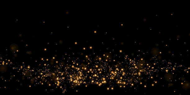 istock Dust sparks and golden stars shine with special light. Vector sparks on black background. Christmas light effect. Sparkling magic dust particles. 1830971367