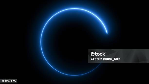 Led Ring Projection Abstract Blue Neon Glowing Circle Frame Animated Moving Led Light ...