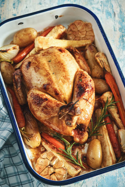 istock Roasted Chicken with Root Vegetables in Domestic Kitchen 1830994603