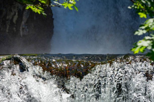 Sparkling Waterfall Detail in Columbia Gorge Oregon