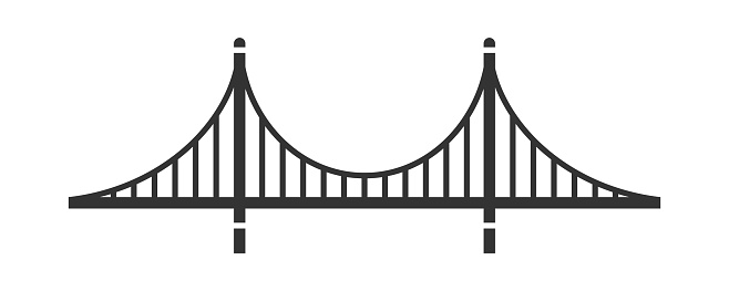 Suspension bridge icon. Vector illustration