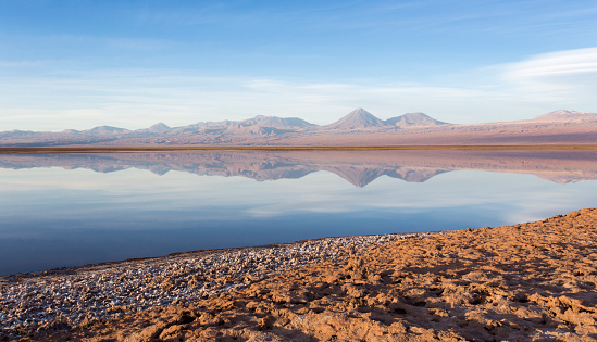 View of Chaxa lagoon landscape in Chile