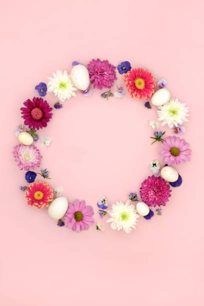 istock Easter Wreath with Flowers and Eggs 1831038719