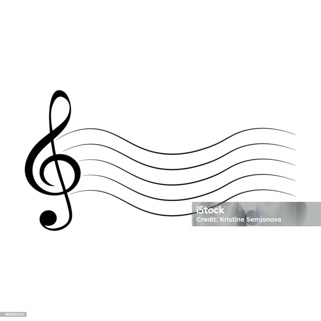 Wavey Musical Note Music Note Treble Clef With Wavy Lines Vector Illustration Stock ...
