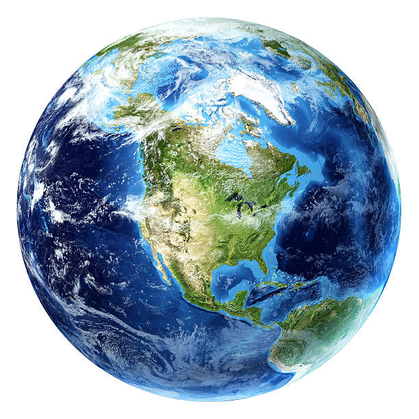 Planet Earth with some clouds. North America view.