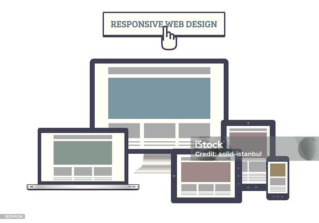 Responsive Web Mock-up Flat style responsive web mock-up with multiple device. Desktop PC stock vector