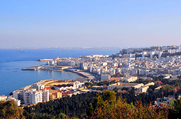 Algiers seen from Notre Dame d'Afrique cathedral Algiers, Algeria: the city, Bab El Oued and St Eugène European cemetery seen from the terrace of Notre Dame d'Afrique cathedral - photo by M.Torres algiers stock pictures, royalty-free photos & images