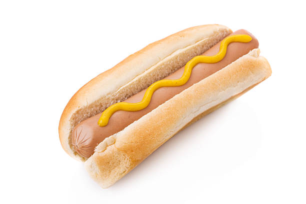 istock Mustard hotdog isolated on white 183117258