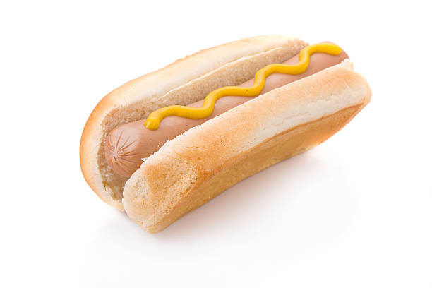 istock Mustard hotdog isolated on white 183117259