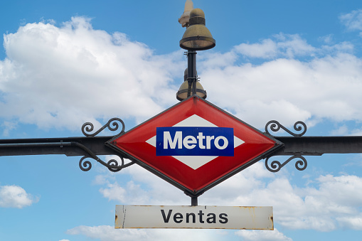 Ventas metro station sign in the street of Madrid