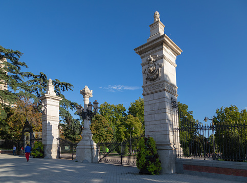 Entrance gate at Parque Del Retiro in Madrid, Spain
