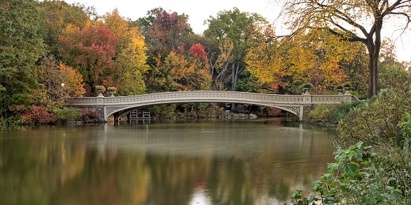 Bow bridge, Central Park, New York City, in late autumn, early morning