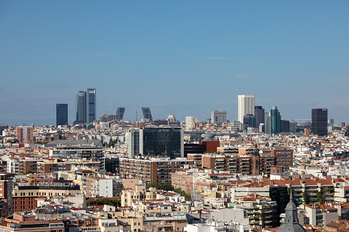 Panoramic view of Madrid from a rooftop of building, Spain