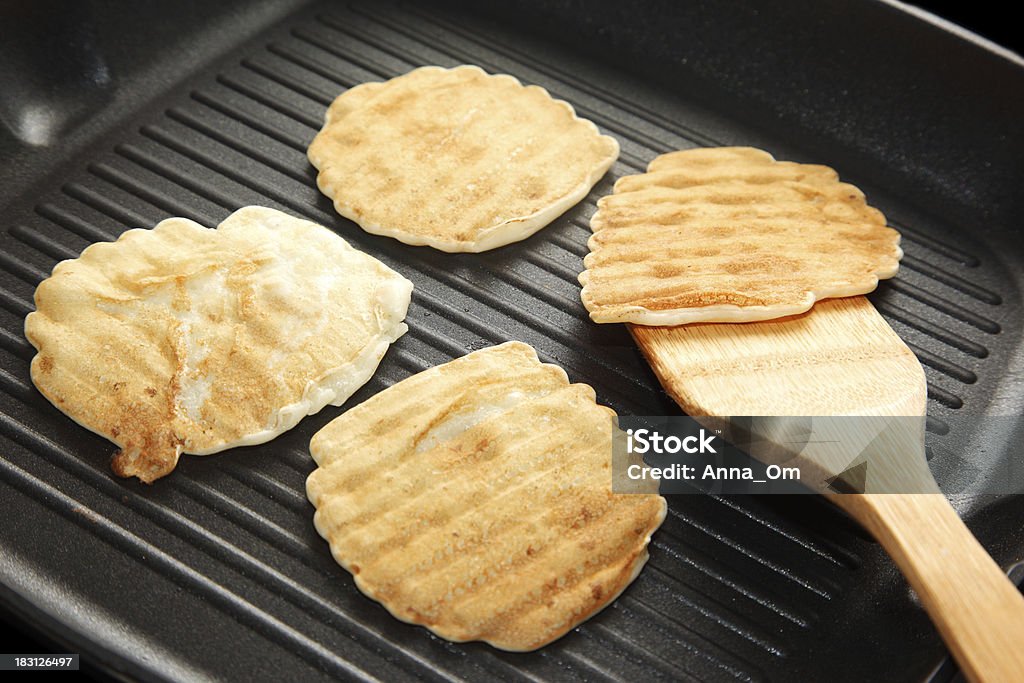 Cooking pancakes Cooking pancakes on the hot frying pan Baked Stock Photo