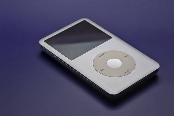 istock classic portable mp3 player on a blue background. 1831276707