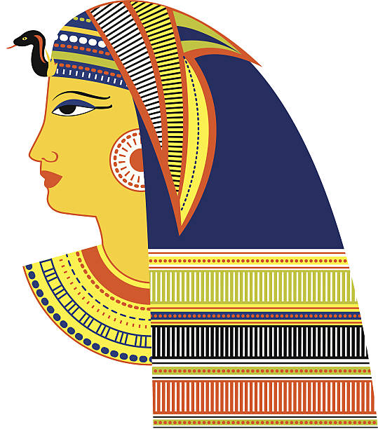 illustrazioni stock, clip art, cartoni animati e icone di tendenza di faraone egiziano antico testa - cleopatra pharaoh ancient egyptian culture women
