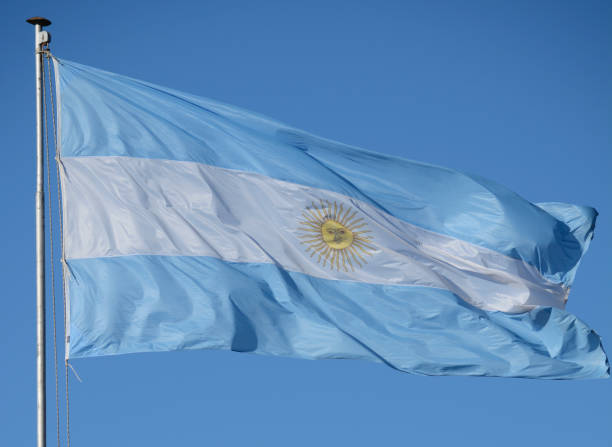 istock Argentine flag waving on pole 1831314250