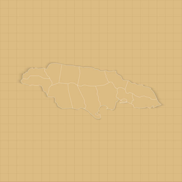 istock Jamaica Map vector template with white outline graphic sketch and old school style isolated on grid paper background 1831334690