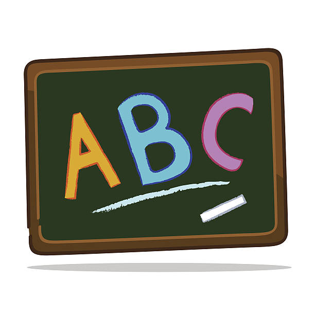 школы классная доска с использованием разных наборов символов chalk abc - construction frame blackboard frame letter stock illustrations
