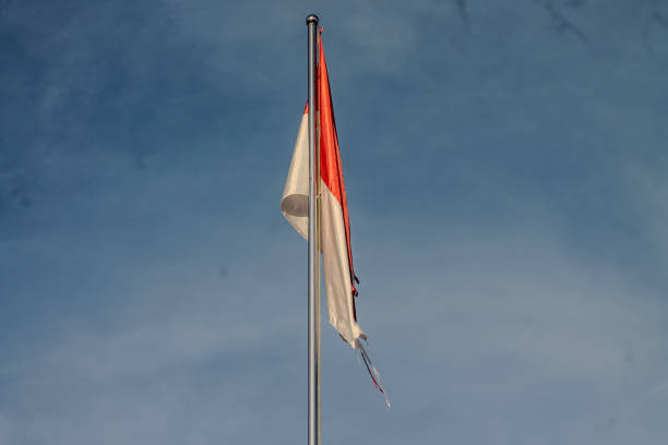 istock Old Indonesian flag on the wind 1831349083