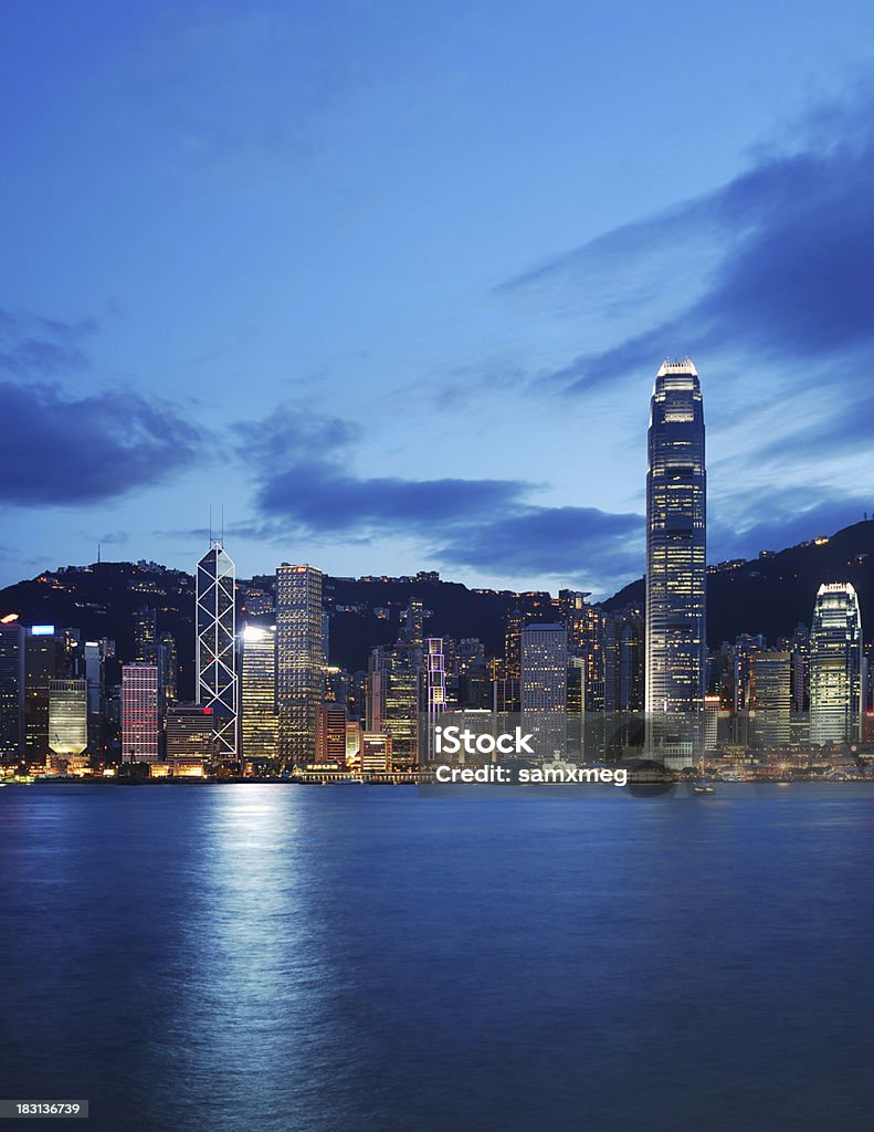 Porto de Victoria em Hong Kong à noite - Royalty-free Arquitetura Foto de stock
