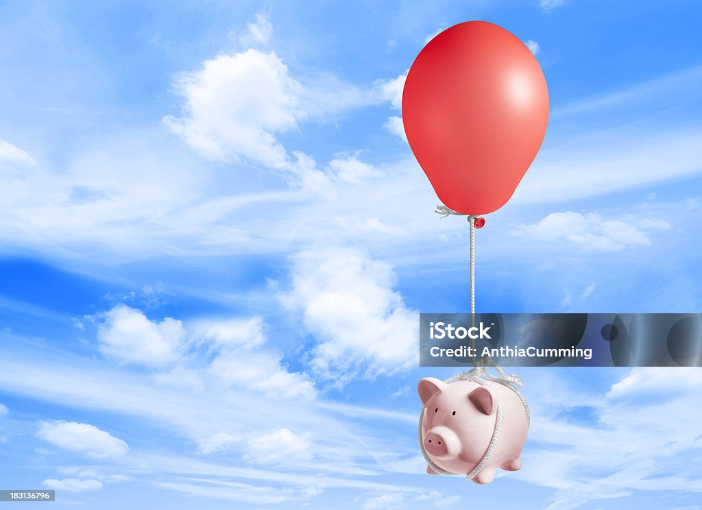 Sparschwein oben in den Himmel bei Flut balloon - Lizenzfrei Inflation Stock-Foto