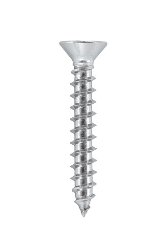 Closeup of metal screw isolated on white background