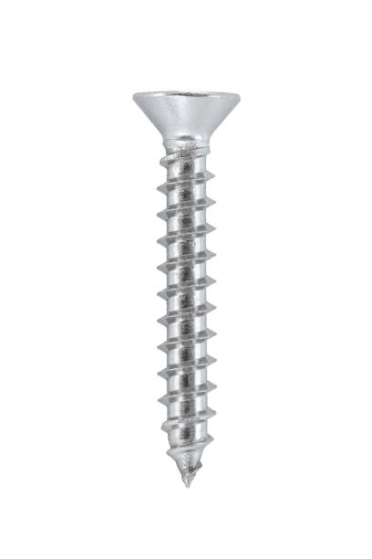 Close-up of metal screw thread isolated on white Closeup of metal screw isolated on white background screw stock pictures, royalty-free photos & images