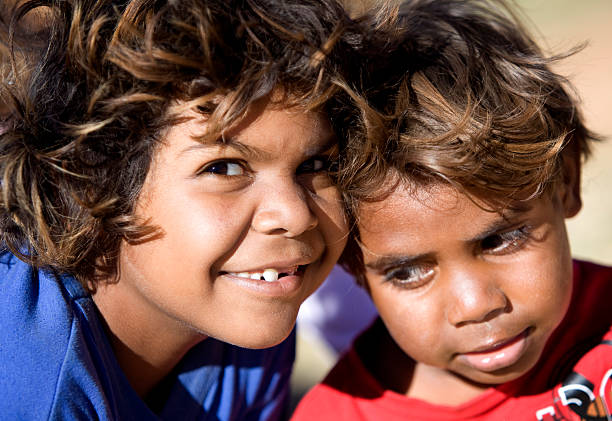 Aboriginal Kids Indigenous kids in Outback Australia australian aborigine culture stock pictures, royalty-free photos & images