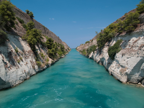 The Corinth Canal in Greece.