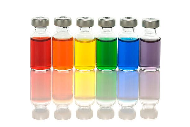 Colorful medicine in glass vials. Concept image; intended to portray the different choices of medicine.