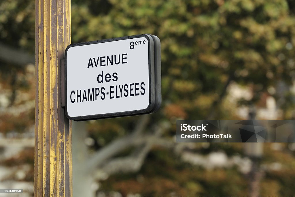 Road Sign of Avenue des Champs-Elysees - XLarge "Avenue des Champs-Elysees in Paris, France" Avenue des Champs-Elysees Stock Photo
