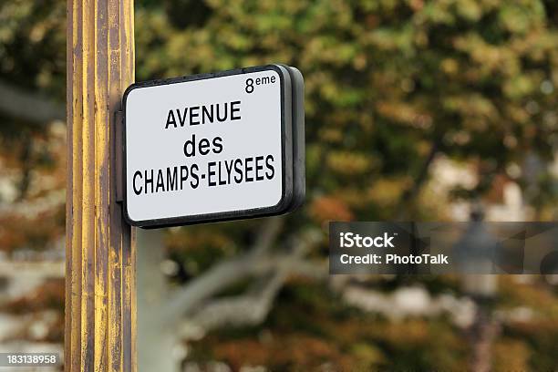 Road Sign Of Avenue Des Champselysees Xlarge Stock Photo - Download Image Now - Avenue des Champs-Elysees, Advice, Aging Process