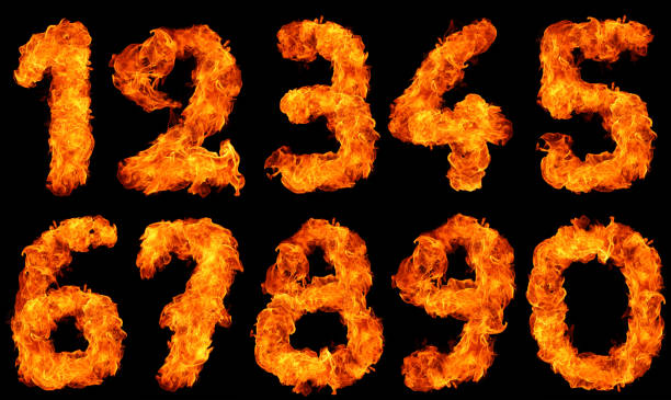 Burning numbers stock photo