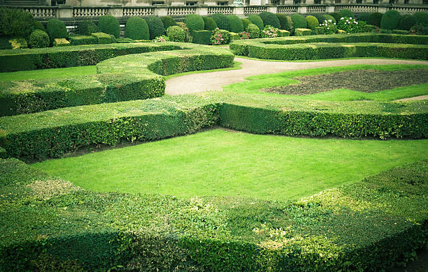 istock Royal garden Park  Belgian palace in Brussels with hedge 183139721