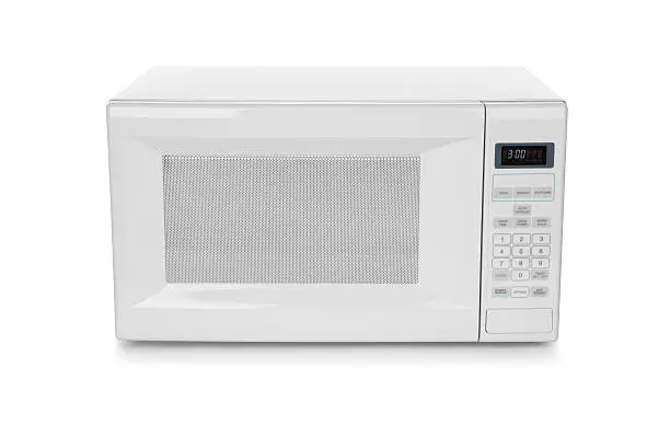 Photo of White microwave oven on white background