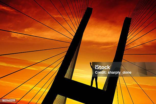 Xxxl Triumphant Man Silhouette Stock Photo - Download Image Now - Abstract, People, Strength