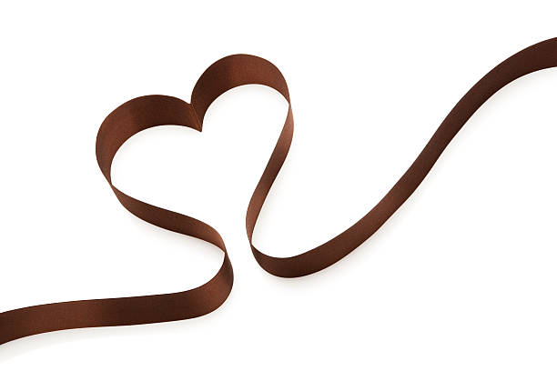 Heart shaped brown silk ribbon