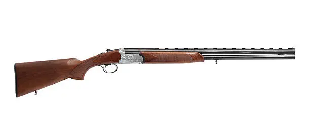 Side view of a shotgun. Isolated on white background.