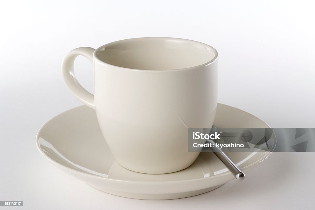 絶縁ショットをスプーンでコーヒーカップで白い背景 - からっぽのロイヤリティフリーストックフォト