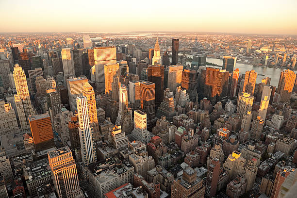 istock aerial view manhattan in sunset 183142170