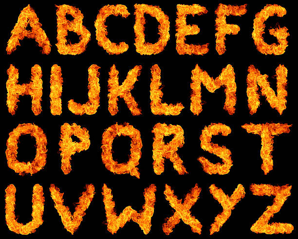 Burning alphabet XXXL The alphabet made with fire fire letter e stock pictures, royalty-free photos & images