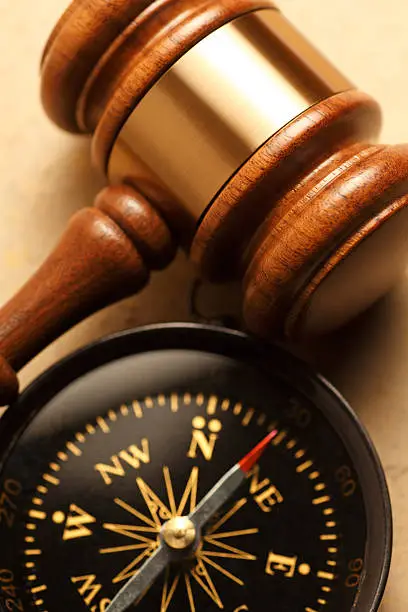 Photo of Gavel And Compass Nestled Togehter