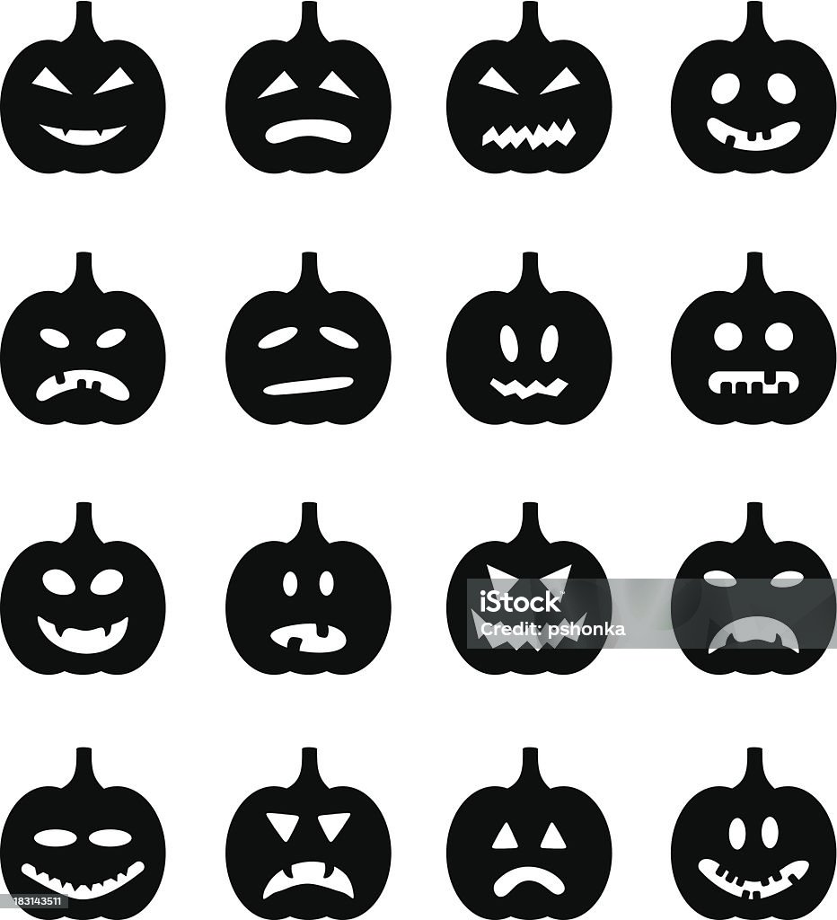 Iconos de halloween - arte vectorial de Alegre libre de derechos