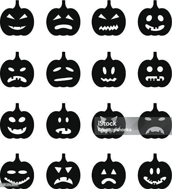 Ilustración de Iconos De Halloween y más Vectores Libres de Derechos de Alegre - Alegre, Aterrorizado, Color negro