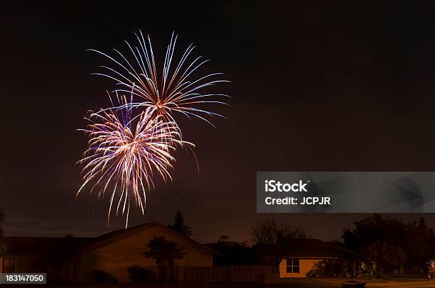 Neighborhood Fireworks Stock Photo - Download Image Now - Abstract, Backgrounds, Celebration